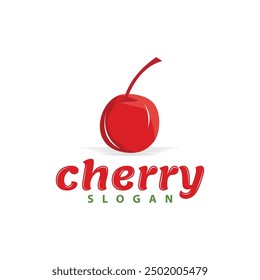 Red berry fruit garden plant silhouette design template cherry logo vector illustration