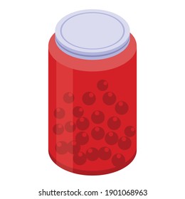 Red berry jam jar icon. Isometric of red berry jam jar vector icon for web design isolated on white background