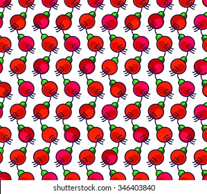 Red berry / Mountain ash seamless pattern, Christmas / New Year style background, vector illustration