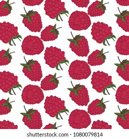 Red berry pattern. Exotic summer raspberry texture.  Textile decoration with fruits. Vegetarian food vector.  Organic print.