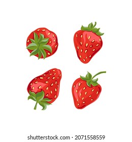 Red berry strawberry vector clip art set isolated on white. Valentines day sweets illustration collection. Sweet treats graphic elements for romantic design