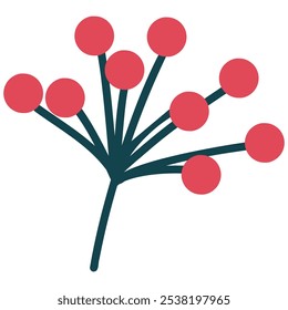 Red berry vector illustration, berries on a twig