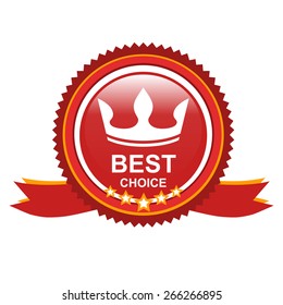 Red best choice badge. Vector illustration.