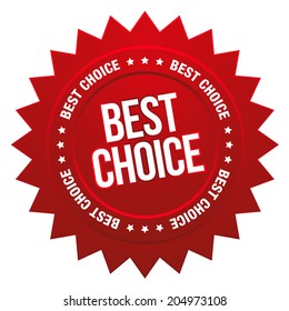 Red best choice button on white background