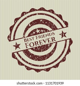 Red Best Friends Forever distressed rubber stamp with grunge texture