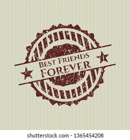 Red Best Friends Forever distressed rubber stamp with grunge texture