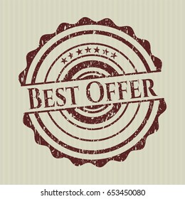 Red Best Offer distressed rubber grunge stamp
