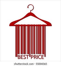 red best price barcode clothes hanger,  Isolated over background and groups, vector illustration