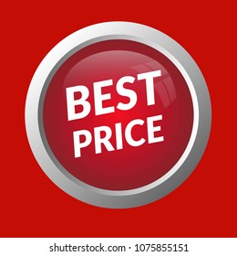 Red best price web button. Vector illustration