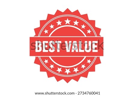 A red best value stamp or seal with white text and stars on a white background, featuring a ribbon banner with bold typography and decorative elements.