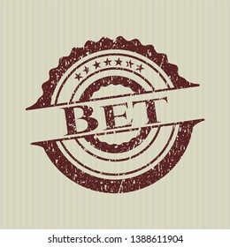 Red Bet distressed rubber seal with grunge texture