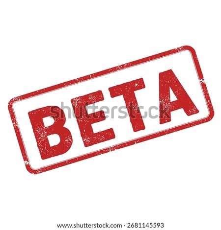 A red beta stamp isolated on a clean white background.