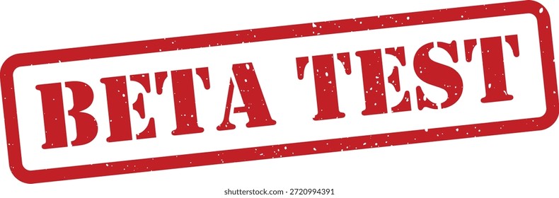 Red beta test stamp on white background