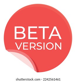 Red beta version icon cartoon vector. Digital program. Time data