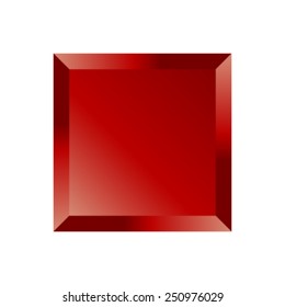 Red Beveled Square Button