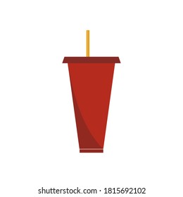 The red beverage cup on white background.