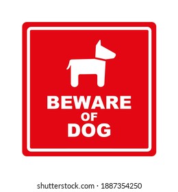 red beware of dog vector sign