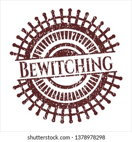 Red Bewitching rubber stamp with grunge texture