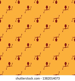 Red Bezier curve icon isolated seamless pattern on brown background. Pen tool icon. Vector Illustration