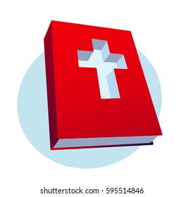 Red Bible icon. The book with the image of the cross