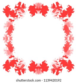 red bicolor hard edged splatter frame border pattern, vector illustration