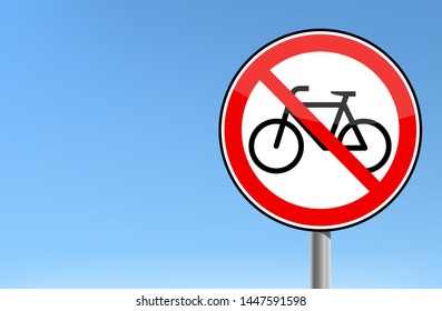 Red bicycle forbidden vector sign sky background