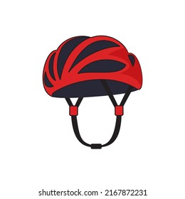 Red bicycle helmet. Vector image
