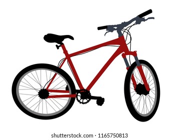 Red bicycle on white background, vector illustration