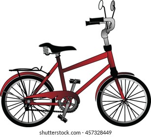 Red bicycle. Vector image.