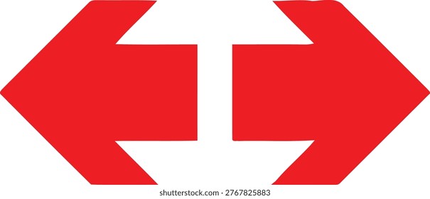 Red bidirectional arrow icons pointing left and right with a gap between them Vector