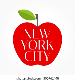 Red Big Apple New York City. Vector Illustration