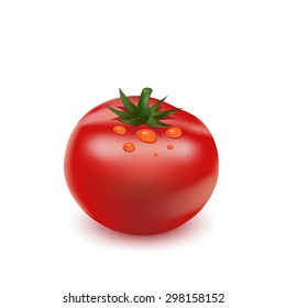 Red big fresh tomato isolated on white background
