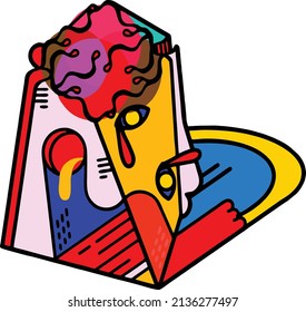 Red Big Head Doodle Statue