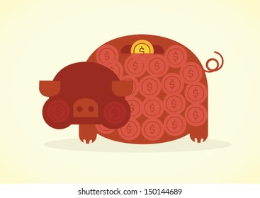 red big pig money