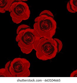 red big rose background seamless pattern