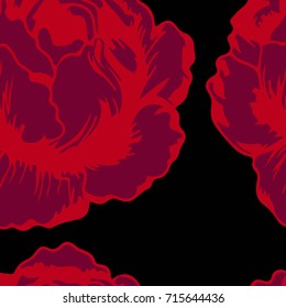 red big rose background seamless pattern