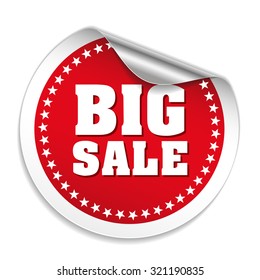 Red big sale sticker with silver peel