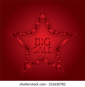 Red big sale tag. Vector illustration.