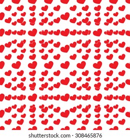 Red big and small hearts - seamless pattern on white background. Stylish Valentine's day print concept. Stock vector