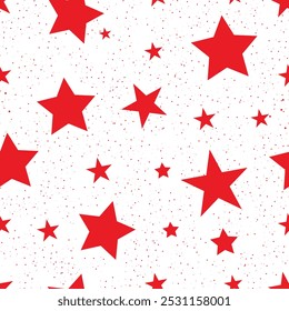 
Red big stars seamless pattern white background