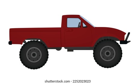 Red  big wheels truck. vector