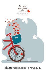 A red bike full of red hearts design