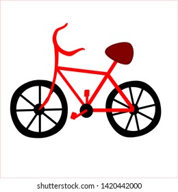 Red bike on white background ,vector illustration.