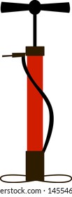 Bomba de bicicleta roja, ilustración, vector sobre fondo blanco.