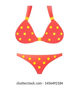 Red Bikini Beach. Summer Vacations. Illustration Face Vector Design Art.
