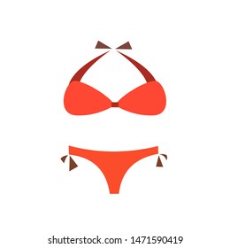 red bikini icon vector, swimsuit illustration.