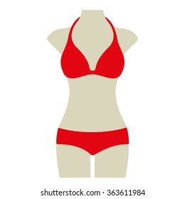 red Bikini Summer Vector Icon Button