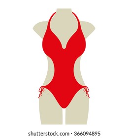red Bikini Summer Vector Icon Button