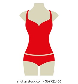 Red Bikini Summer Vector Icon Button