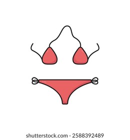 red bikini swimsuit vector design illustration flat style